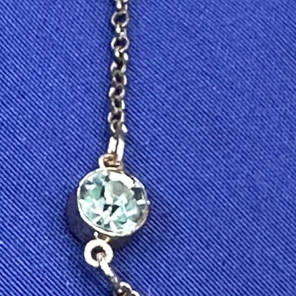 C1946 Long Gold-Tone Flower & Clear Crystal Station Necklace - Picture 6 of 15